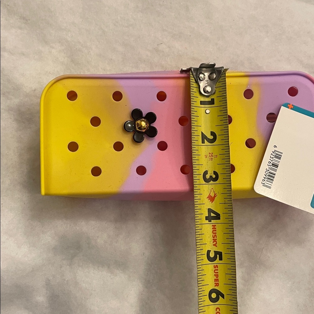Croc shoe Charm jibbetz Pencil Pouch nwt pink, purple, yellow tie-dye silicone - Picture 8 of 8